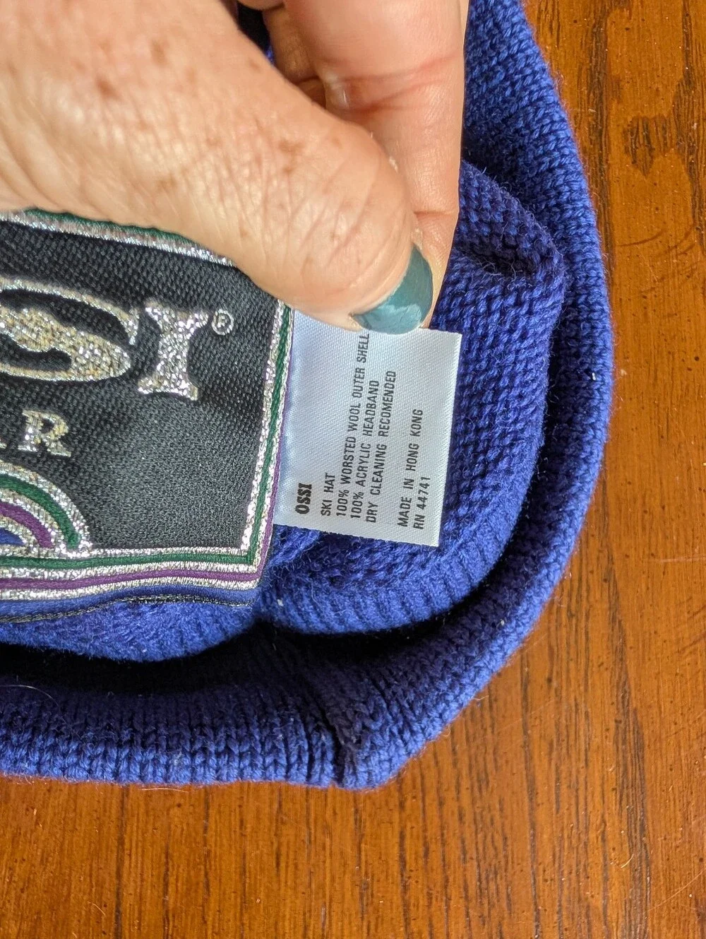 Vintage Ossi Blue Fleece Lined Beanie Knit Winter Hat Ski Unisex